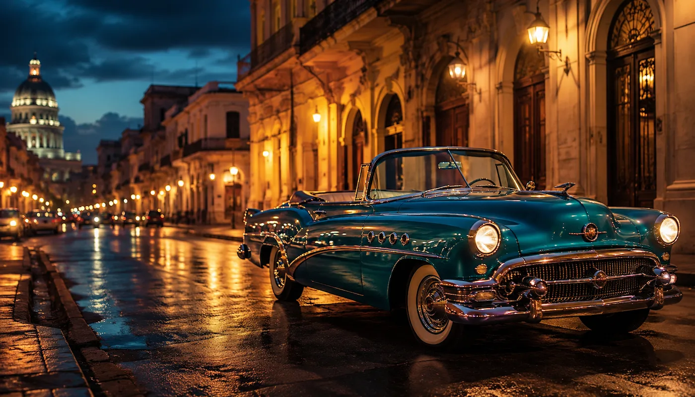 Classic American car with private driver in Havana, Cuba