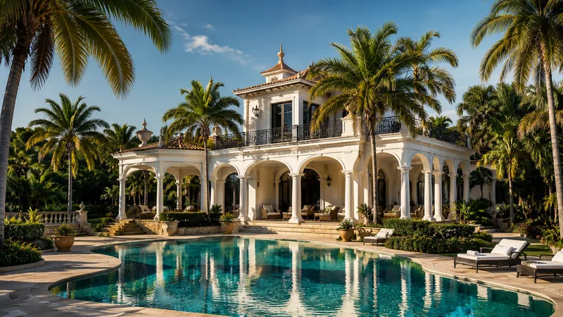 Luxury private villa with swimming pool, palm trees and tropical gardens in Cuba